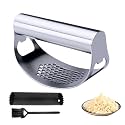 Stainless Steel Garlic Press, 2025 Upgrade Heavy Duty Garlic Mincer Crusher Tool with Peeler Cleaning Brush for Home Kitchen Cooking (1)