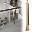 Stainless Steel Glass Railing Post, Square Metal Railing Spindles with Screws, Adjustable Spindles Stair Balustrade Post Kit Indoor, Strong Load-Bearing Capacity(B-Corner,Height 36in/90cm)