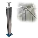 Stainless Steel Glass Railing Post, Square Metal Railing Spindles with Screws, Adjustable Spindles Stair Balustrade Post Kit Indoor, Strong Load-Bearing Capacity(A-Edge,Height 24in/60cm)
