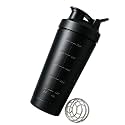 Giftana Gym Shaker Bottles for Pre-Post Workout Stainless Steel Protein Shaker Bottle with Leak-Proof, Gifts for Boyfriend, Husband, Gym Shaker 750ml (Black)