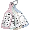 Stainless Steel Kitchen Grater Set (Pack of 4) | Flat Handheld Graters with Hanging Hole | Vegetable, Fruit, Cheese, Ginger, Garlic & Nutmeg Zester Shredder for Kitchen & Cooking Use - Silver