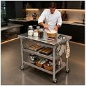Stainless steel kitchen prep work table,available in fixed or with Wheels