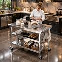 Stainless steel kitchen prep and work table with Wheels,40x24in,Multi-Size