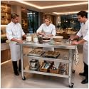 Stainless steel kitchen prep and work table with Wheels,51x24in,Multi-Size