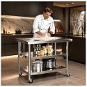 Stainless steel kitchen prep and work table with Wheels 48x32in,Multi-Size