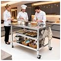 Stainless steel kitchen prep and work table with Wheels,51x32in,Multi-Size