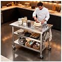 Stainless steel kitchen prep and work table with Wheels,44x24in,Multi-Size