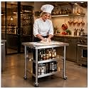 Stainless steel kitchen prep and work table with Wheels,24x24in,Multi-Size