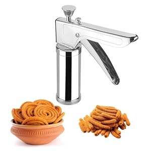 stainless steel kitchen press  chakli maker with 15 jaalis amp 6 icing nozzles  murukku maker sev sancha idiyappam amp namkeen maker  heavy duty multi-purpose snack maker for home use