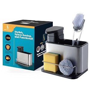 stainless steel kitchen sponge holder with soap dispenser premium dish soap dispenser with caddy 3-in-1 dish soap dispenser with sponge holder soap dispenser kitchen with sponge holder