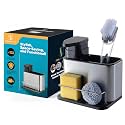 Stainless Steel Kitchen Sponge Holder with Soap Dispenser, Premium Dish Soap Dispenser with Caddy, 3-in-1 Dish Soap Dispenser with Sponge Holder, Soap Dispenser Kitchen with Sponge Holder
