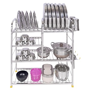 stainless steel kitchen stand 24 x 24 inch utensil rack multipurpose bartan stand storage shelf organizer for cookware pots pans containers kitchen accessories