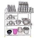 Stainless Steel Kitchen Stand 24 x 24 Inch Utensil Rack Multipurpose Bartan Stand Storage Shelf Organizer for Cookware Pots Pans Containers Kitchen Accessories