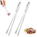 Stainless Steel Korean BBQ Grill Tongs for Cooking, 2026 New Heavy Duty Cooking Tweezers, Kitchen Food Tweezers Metal BarbecueTongs for Steak Meat Salad Buffet Home Outdoor BBQ (Large x2) (1pcs)