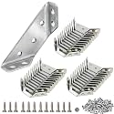 Stainless Steel L Brackets for Wood – Heavy Duty Corner Bracket, Angle Bracket, Corner Brace, L Brackets for Shelf, Table, Cabinet, Drawer, Furniture Connector Hardware (30 Pcs + 210 Screws)