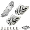 Stainless Steel L Brackets for Wood – Heavy Duty Corner Bracket, Angle Bracket, Corner Brace, L Brackets for Shelf, Table, Cabinet, Drawer, Furniture Connector Hardware (20 Pcs + 140 Screw)
