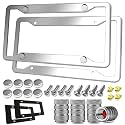 Stainless Steel License Plate Frames, 2 Pack Chrome Car Tag Holder