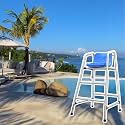 Stainless Steel Lifeguard Chairs 47in/59in/71in - Poolside Deck Ladder Stool with Sunshade Hole for Coast Guard, Referees &amp; Competitions - Durable &amp; Stylish Silver Finish