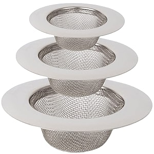 stainless steel mesh sink strainer trap bath hair drain hole metal flume filter bathtub wash basin sundries filter set of 3 pcs material-stainless steel