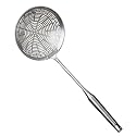 Stainless Steel Oil Skimmer Jhara for Deep Frying | Heavy Duty Puri Pakora Frying Strainer | Long Handle Oil Drain Spoon | Rust Free Kitchen Skimmer