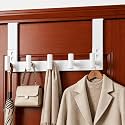Stainless Steel Over The Door Hooks, Bathroom Towel Holder Door Mount Coat Rack Towel Rack for Bedroom, Doors Hangers Towel Hooks for Bathroom Dorm Essentials (1 Pack,White-5 Hooks)