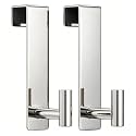 Stainless Steel Over The Door Hooks Heavy Duty, Bathroom Towel Holder Door Mount Coat Rack Towel Rack for Bedroom, Doors Hangers Towel Hooks for Bathroom Dorm Essentials (Chrome, 2 Pack)