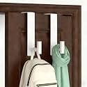 Stainless Steel Over The Door Hooks Heavy Duty, Bathroom Towel Holder Door Mount Coat Rack Towel Rack for Bedroom, Doors Hangers Towel Hooks for Bathroom Dorm Essentials (White, 2 Pack)