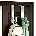 Stainless Steel Over The Door Hooks Heavy Duty, Bathroom Towel Holder Door Mount Coat Rack Towel Rack for Bedroom, Doors Hangers Towel Hooks for Bathroom Dorm Essentials (Silver, 2 Pack)