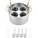 Stainless Steel Pasta Cooker Insert Cookware with Divider and Colander Strainer for Cooking Pasta, Noodles, and Vegetables-