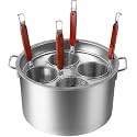 Stainless Steel Pasta Cooker Set - Commercial Stock Pot with Strainer &amp; Steamer Basket for Home &amp; Restaurant Cooking, 6 Holes - Durable Kitchen Cookware