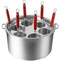 Stainless Steel Pasta Cooker Set - Commercial Stock Pot with Steamer Basket &amp; Strainer - 6-Hole Design for Home &amp; Restaurant Kitchen - Durable Cookware Essentials