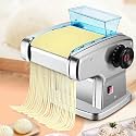 Stainless Steel Pasta Machine Noodles Maker, Portable Commercial Electric Pasta Maker with 9 Thickness Settings and 4 Blades, Automatic Noodle Maker for Spaghetti Fettuccini