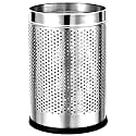 Stainless Steel Perforated Open-Top Dustbin Silver 8x12