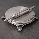Stainless Steel Polpat Chakla Roti Chapati Board with Rolling Pin Belan | Standard Silver | Made in India (Polpat Belan)
