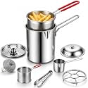 Stainless Steel Pot with Lift-Out Draining Basket, 1.2L Mini Deep Fryer Set