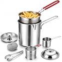 Stainless Steel Pot with Lift-Out Draining Basket, 1.2L Mini Deep Fryer Set
