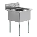 Stainless Steel Prep &amp; Utility Sink With Faucet | 304 Stainless Steel | NSF | Inner Bowl Size: 24 in. x 24 in. | Overall Size: 30 in. x 29.5 in. | Restaurant, Kitchen, Laundry, Garage