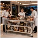 Stainless steel prep table 71in kitchen, available in fixed or with Wheels