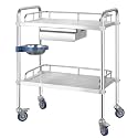 Stainless Steel Rolling Cart with Locking Wheels for Catering and Storage 2 Tier 45x35x82cm Durable and Portable Cart for Kitchen and Commercial Use,2 Layers A 50x40x86cm