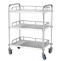 Stainless Steel Rolling Cart with Locking Wheels for Catering and Storage 2 Tier 45x35x82cm Durable and Portable Cart for Kitchen and Commercial Use,3 Layers 66x44x86cm