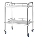 Stainless Steel Rolling Cart with Locking Wheels for Catering and Storage 2 Tier 45x35x82cm Durable and Portable Cart for Kitchen and Commercial Use,2 Layers 45x35x82cm