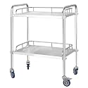Stainless Steel Rolling Cart with Locking Wheels for Catering and Storage 2 Tier 45x35x82cm Durable and Portable Cart for Kitchen and Commercial Use,2 Layers 66x44x86cm