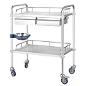 Stainless Steel Rolling Cart with Locking Wheels for Catering and Storage 2 Tier 45x35x82cm Durable and Portable Cart for Kitchen and Commercial Use,2 Layers B 80x48x86cm