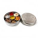 Stainless Steel Round Pooja Box with 7
