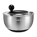 Stainless Steel Salad Spinner 5.3 Qt, Quick Dry & Stop, Easy Drain