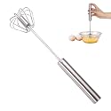 Stainless Steel Semi-Automatic Whisk, Upgrade Egg Whisk Hand Push Rotary Whisk Blender Hand Push Mixer Stirrer Kitchen Tool for Blending Whisking Beating Stirring (10 inch)