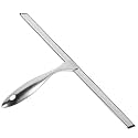 Stainless Steel Shower Door Squeegee 14-Inch Blade Nail-Free Adhesive Hook Window Cleaning Tool for Bathroom Glass and Car Windows