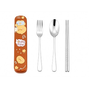stainless steel spoon fork chopsticks set with case