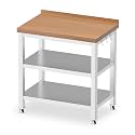 Stainless Steel Table, 31.5"×19" Prep Work Table with 3 Shelves & Hooks for Kitchen, Restaurant, Garage, Warehouse & Outdoor Use