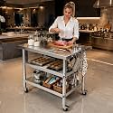 Stainless Steel Table, Available in Fixed or with Wheels. Three-Tier Kitchen prep Table，Metal Commercial Workbench Outdoor,Restaurant, Kitchen (36" Lx32 Wx34.5 H)